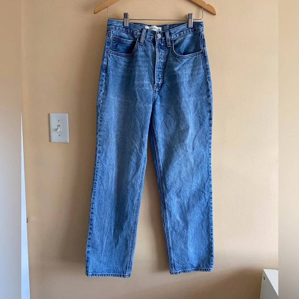 Denim Forum The Joni High Rise Loose 28L Woman 27 Medium Wash Streetwear Preppy - Picture 2 of 16